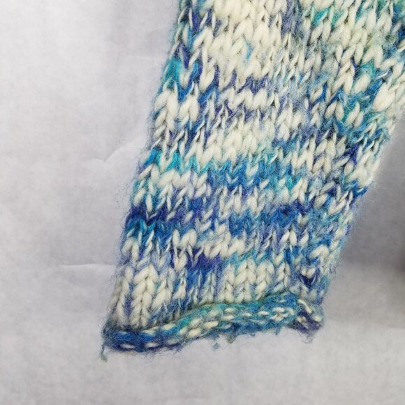 Anthropologie SLEEPING ON SNOW Cardigan Women's L Chunky Wool Blue Marled Button - Picture 4 of 15